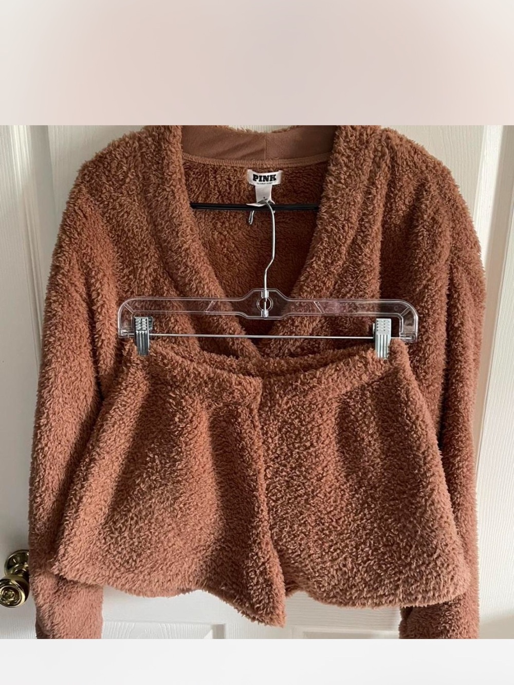 PINK Victoria's Secret Plush Teddy Jacket in Rust